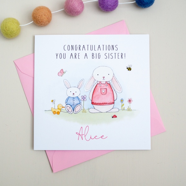 Personalised Handmade New Big Sister Card